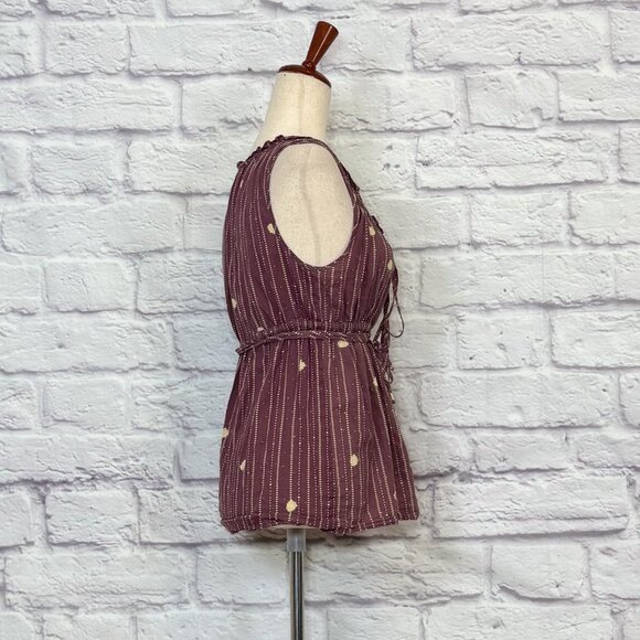Tocca Mulberry & Cream Cotton Sleeveless Top - Picture 3 of 9